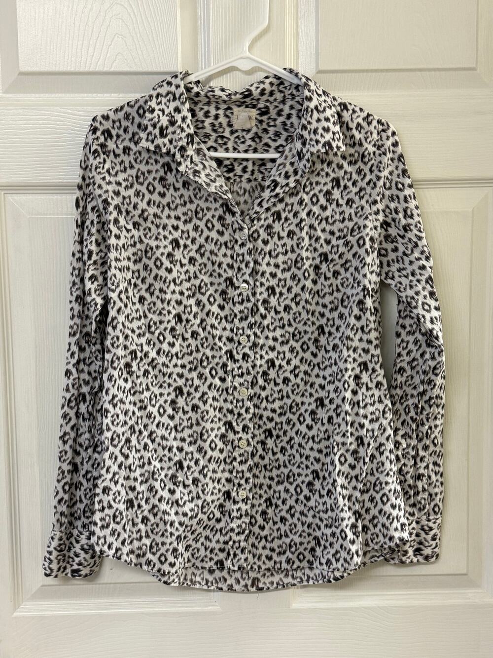 J.Crew The Perfect Shirt Black & White Leopard Print | Size M